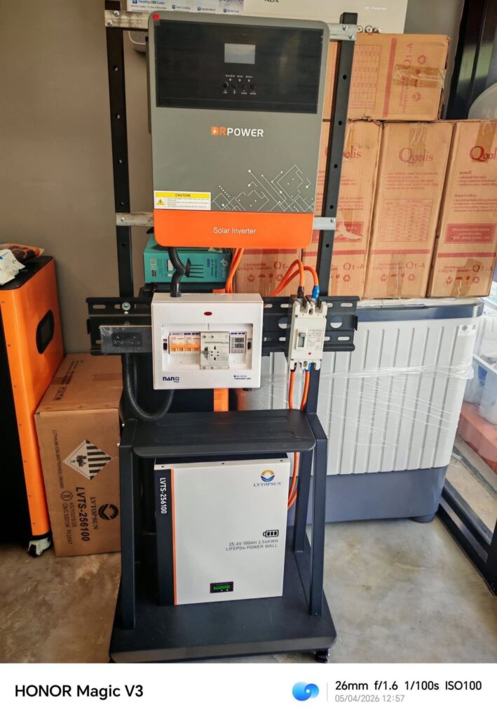 Solar inverter and lithium battery system installed by All Service Koh Tao for a property in Koh Tao, Thailand