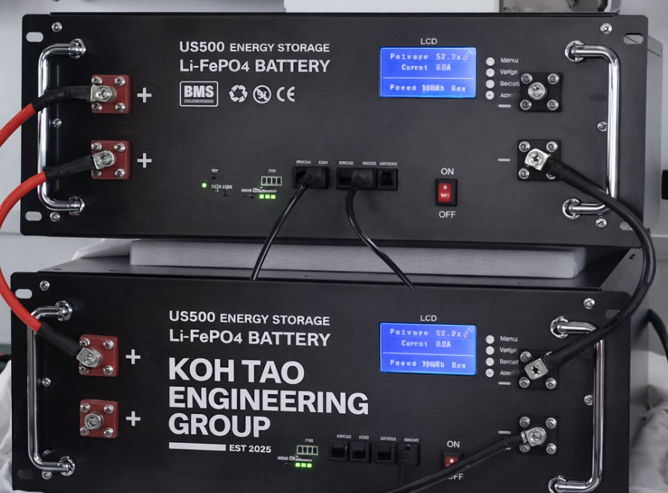 LiFePO4 battery energy storage systems supplied by Koh Tao Engineering Group in Koh Tao, Thailand